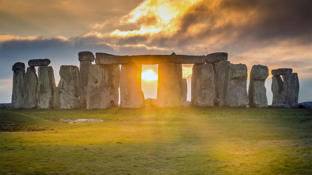 Stonehenge at sunset near Amesbury in Wiltshire